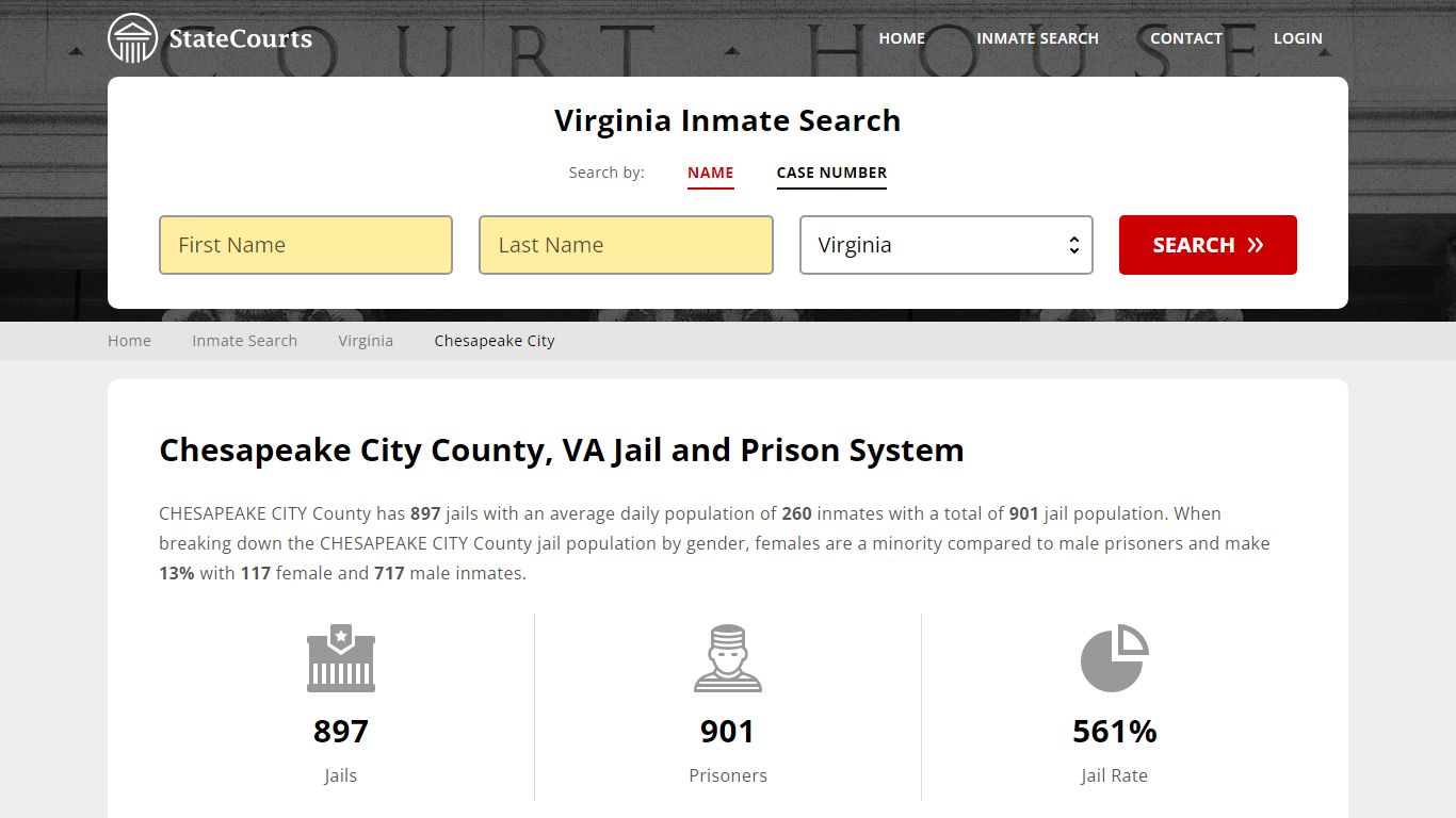 Chesapeake City County, VA Inmate Search - StateCourts